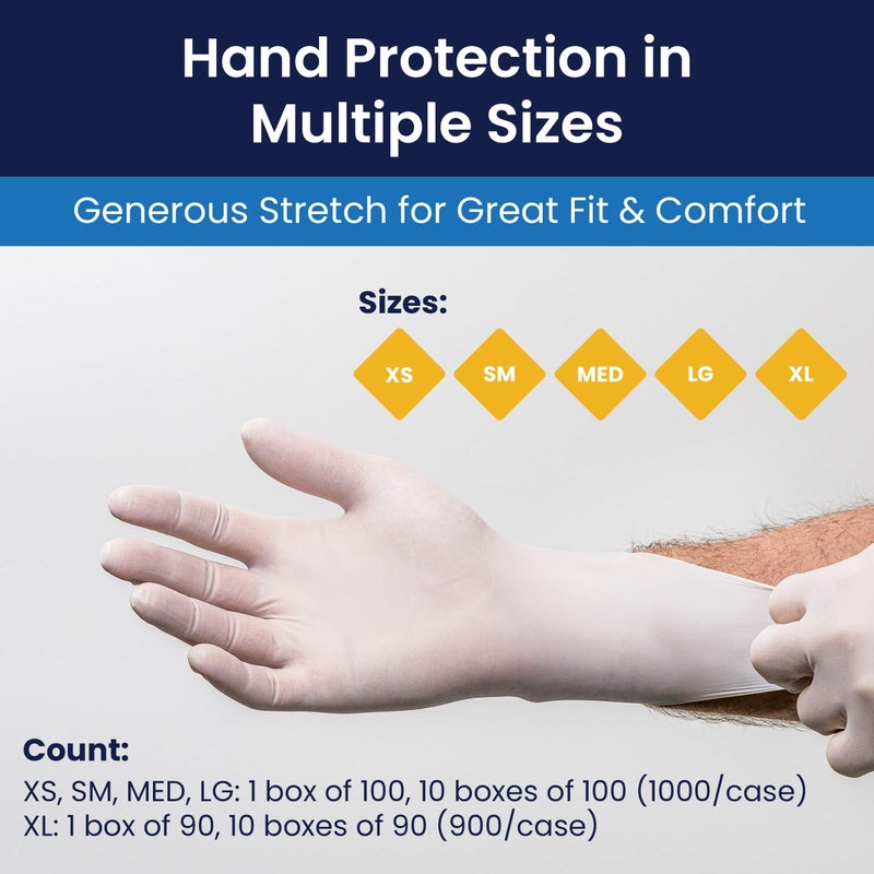 Adenna BRZ645 Bronze 5.5 mil Powder-Free Latex Gloves, Medical Grade, White, Medium, Box of 100 - Image 5